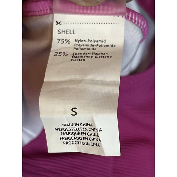 CHARMO Pink Ribbed Scalloped 1 Piece Swimsuit Womens Retro Modest Square Neck S - Picture 6 of 14